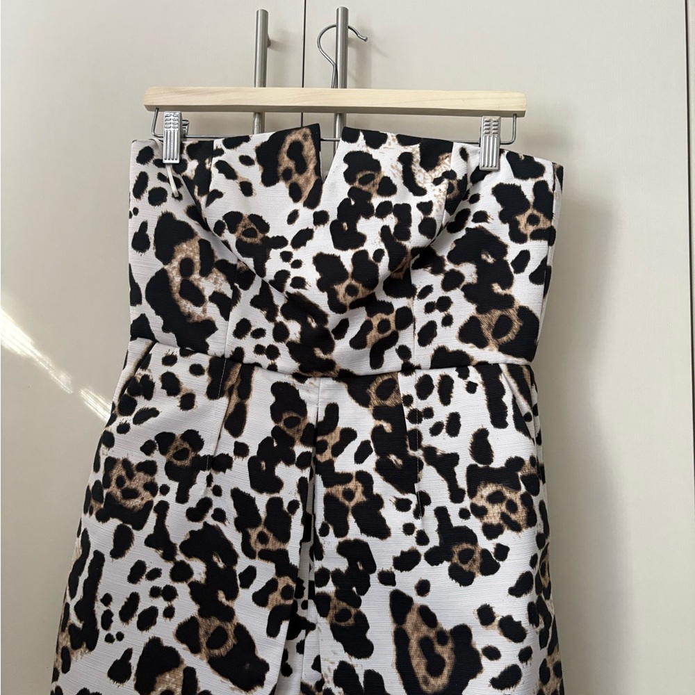 Topshop Animal Print Strapless Dress